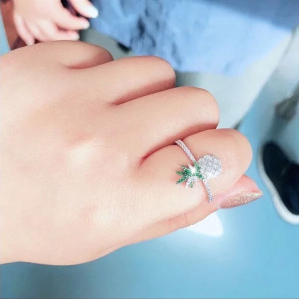 New 925 Cute Fruit Pineapple Cubic Zircon Ring - Picture 7 of 7